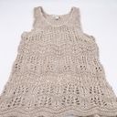 Saint Tropez West  Boho Linen Cotton Open Knit Crochet Tank Top Beige Size Small Photo 2