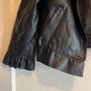 Catherine Malandrino  | Black Pleather Ruffled Leather Jacket Size 12 Photo 1