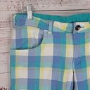 Oakley  Blue White Yellow Plaid Low Rise Bermuda Women's Shorts Size Junior's 11 Photo 1