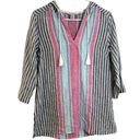 Tommy Bahama  Passion Lovely Lanes Baja Linen Blend Hoodie Size XS Pink Blue Photo 2