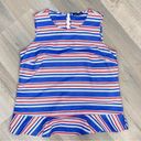 Tommy Hilfiger  Striped Peplum Hem Sleeveless Blouse Medium Tank Top Blue Red Photo 7