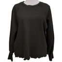 Frame  Womens Scalloped Lettuce Hem Pullover Sweatshirt Long Sleeve Black Medium Photo 1