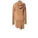 BCBGMAXAZRIA Brown Crochet Button Up Hoodie V-Neck Long Sleeve Cardigan Sweater Photo 1