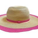 Charlie Paige Charlie‎ Paige Wide Brim Floppy Contrast Bright Pink Straw Sun Hat Photo 8