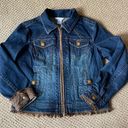 CAbi  Tweed and Denim Jean Jacket with Fringe Detail Photo 0