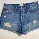 Madewell Relaxed Denim Shorts Button Fly Distressed Size 27 high rise Photo 2