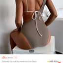 One Piece Textured Cut-out Asymmetrical  Swimsuit Photo 1