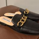 Steve Madden NWOT  Black Mules Square Toe with Gold Accent Size 6 Photo 3