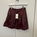 Bardot Faux Leather Pleat Skirt In Burgundy Photo 2