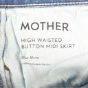 The Moon MOTHER Blue High Waisted Front Button Pockets Midi Jean Skirt, Size 27 Photo 4
