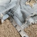 easel  Denim Shorts Stars Light Wash Distressed Frayed Edge Women’s Size Medium M Photo 9