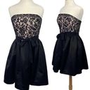 Shoshanna  Lace Satin Fit & Flare Mini Dress Strapless Black Ivory Womens 10 Photo 1