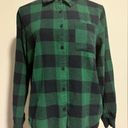 Betty Boop EUC  Green and Black Plaid Button Down Flannel with pocket size small Photo 0