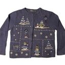 Croft & Barrow Croft Barrow‎ Winter Cardigan Purple Snowman Wool Blend Holiday Christmas XL Photo 0