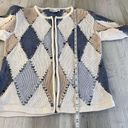 Dress Barn Vintage  90s Knitted Zip Up Long Sleeve Argyle Sweater Size: Small Photo 12