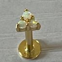 Anthropologie 18K/925 Micro Mini Opal Lotus Screw Back Stacked Earring Photo 3