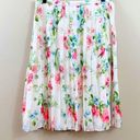 Ann Taylor  Pleated Floral White/Pink/Green A-Line Skirt Photo 0