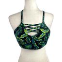 Cabana Del Sol  Palm Leaf Tropical Criss Cross Bikini Top Medium Green Photo 10