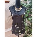 Socialite  Black Floral Scalloped V-Neck Sleeveless Camisole Top Blouse Small Photo 10