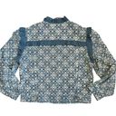 Solitaire  Women’s Sz L NEW Denim Floral Ruffle Eyelet Lace Cropped Shirt Jacket Photo 8