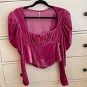 Free People Hold Me Puff Sleeve Velvet Top in Pink! Photo 0