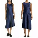 Vince NWT  XS Asymmetrical Crinkled Satin Sleeveless Midi Dress Ink Dark Navy Photo 1