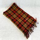 Fendi  Vintage Red Orange Yellow Black Plaid Soft Woven Fringe Long Scarf Photo 5