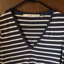 Max Studio NAVY NAUTICAL STRIPED BASIC V NECK TEE Photo 1