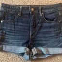 American Eagle Dark Blue Denim Jean Shorts, Super Stretch, Hi-Rise Shortie Photo 0