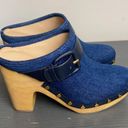 Veronica Beard  Dacey Denim Buckle Studded Clogs Size 7 Photo 4