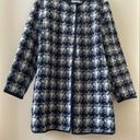 Old Navy  Wool Peyton Open Front Textured Plaid Coat Jacket Blue Combo Size L Photo 4