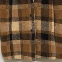 American Eagle  Outfitters Plaid Teddy Full Coat Oversize Brown Tan Lined Size L Photo 3