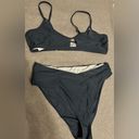 Cupshe NWT  Bikini Set Cut Out High Waisted V Cut Bottom Stone Blue size XL Photo 2