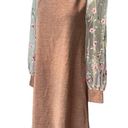 Renee C . Brown Metallic Dress with Sheer Mesh Embroidered Long Sleeves; Sz M Photo 7