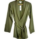 THE DROP SUIT Womens Small Green Satin Blazer Trouser Pants Matching Set NEW Photo 1