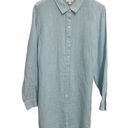 J.Jill  Love Linen Blue Tunic Top Button Front PL Photo 0