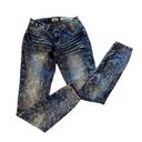 indigo. Reign Jeans Bleach Wash Blue Denim Jeans Stretchy Skinny Low Rise Y2K Photo 0