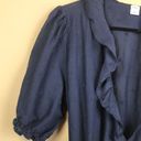 Old Navy NWT  Women’s Embroidered Floral Print Navy Blue Ruffle Hi-Low Wrap Dress Photo 2