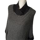 Banana Republic  Sweater Womens M Cape Poncho Wool Blend Mock Neck Striped Black Photo 4