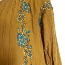 Charming Charlie  Womens Small Yellow Turquoise Floral Embroidered Boho Blouse Photo 3