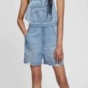 Gap  Distressed Light Wash Slouchy Fit 100% Cotton Denim Overall Shorts Photo 0