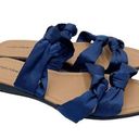 Comfortview  Blythe Sandals Blue Satin Strappy Open Toe Slip On Shoes Size 12WW Photo 0