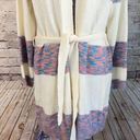 Lane Bryant  Cozy Sweater Cardigan Duster Maxi Length Belted Striped Cream 14 Photo 2