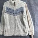 Weatherproof  Vintage Womens Faux Sherpa Pullover Sweater S Cream Chevron 1/4 Zip Photo 7