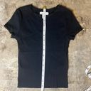 Topshop Black Ribbed Lace Trim Baby Tee Top Photo 6