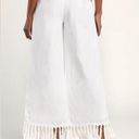 Lulus  Women’s Blissfully Boho Ivory Tasseled Wide-Leg Pants size Small Photo 5