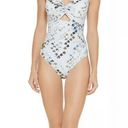 DKNY  SPLASH Peek-a-boo Twist Cutout White & Grey One-Piece Swimsuit US 14 NWT Photo 2