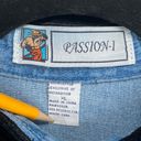 American Vintage Passion-I Vintage Denim Chambray Velour Collar Beaded Button Up 90s vtg size XL Photo 4