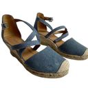 Talbots  Women's Blue Denim Espadrille Wedge Sandals Size 8.5 Photo 6