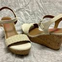 Jellypop Linen Cork Wedge High Heel Strap Sandals with Silver Buckles Size 10 Photo 0